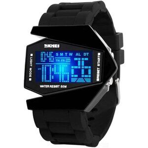 Men Sports Military Watches Digital Airplane Shaped LED Light Waterproof Watches